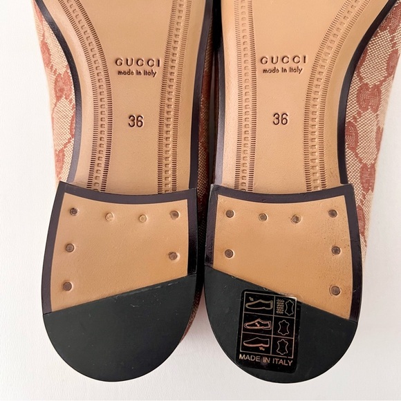 GUCCI || Jordaan Horsebit GG Monogram Canvas Loafer Flat Beige Rust Brown New 6 - Picture 11 of 13